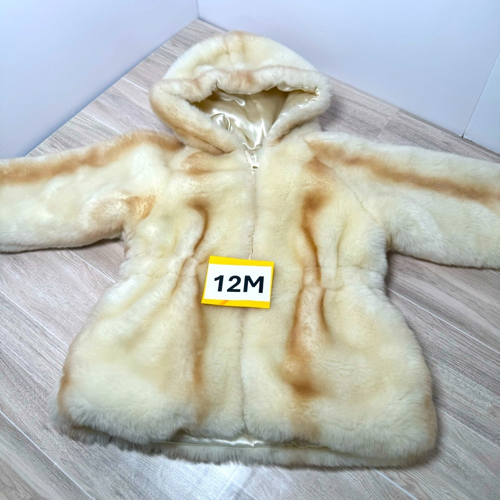 12M vintage Rothschild faux mink fur jacket. Teddy bear jacket Kb61